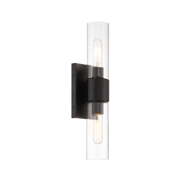 Designers Fountain Anton 17.5in 2-Light Matte Black Transitional Indoor Wall Sconce with Clear Glass Shades D286M-2WS-MB - main